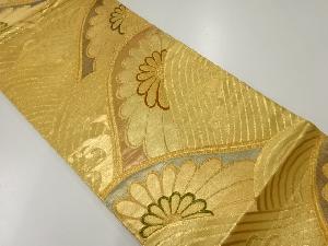 リサイクル　荒波に花模様織出し袋帯